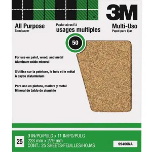 Aluminum Oxide Sandpaper 50 Grit  11in x 9in