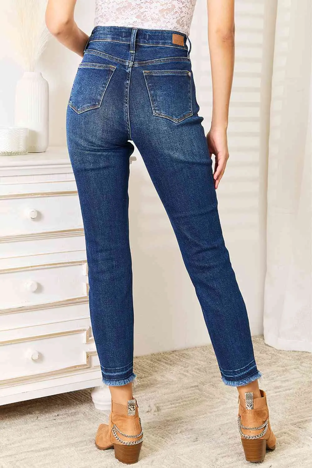 *APP EXCLUSIVE* Judy Blue High Waist Released Hem Slit Jeans