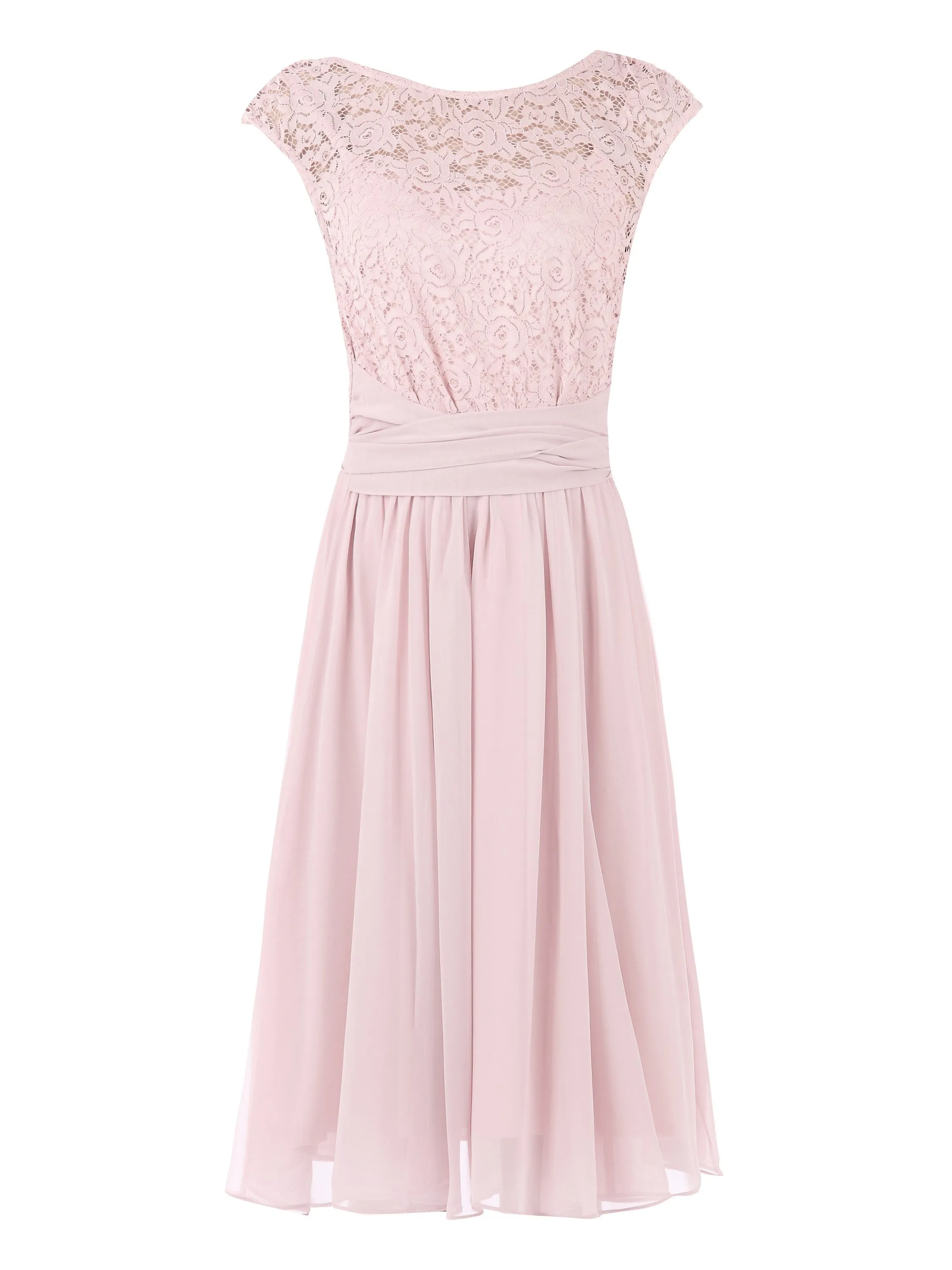 Basia Floral Lace Midi Dress, Light Pink