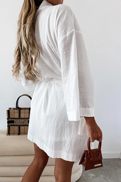 Bat Loose Belted Robe Mini Dress