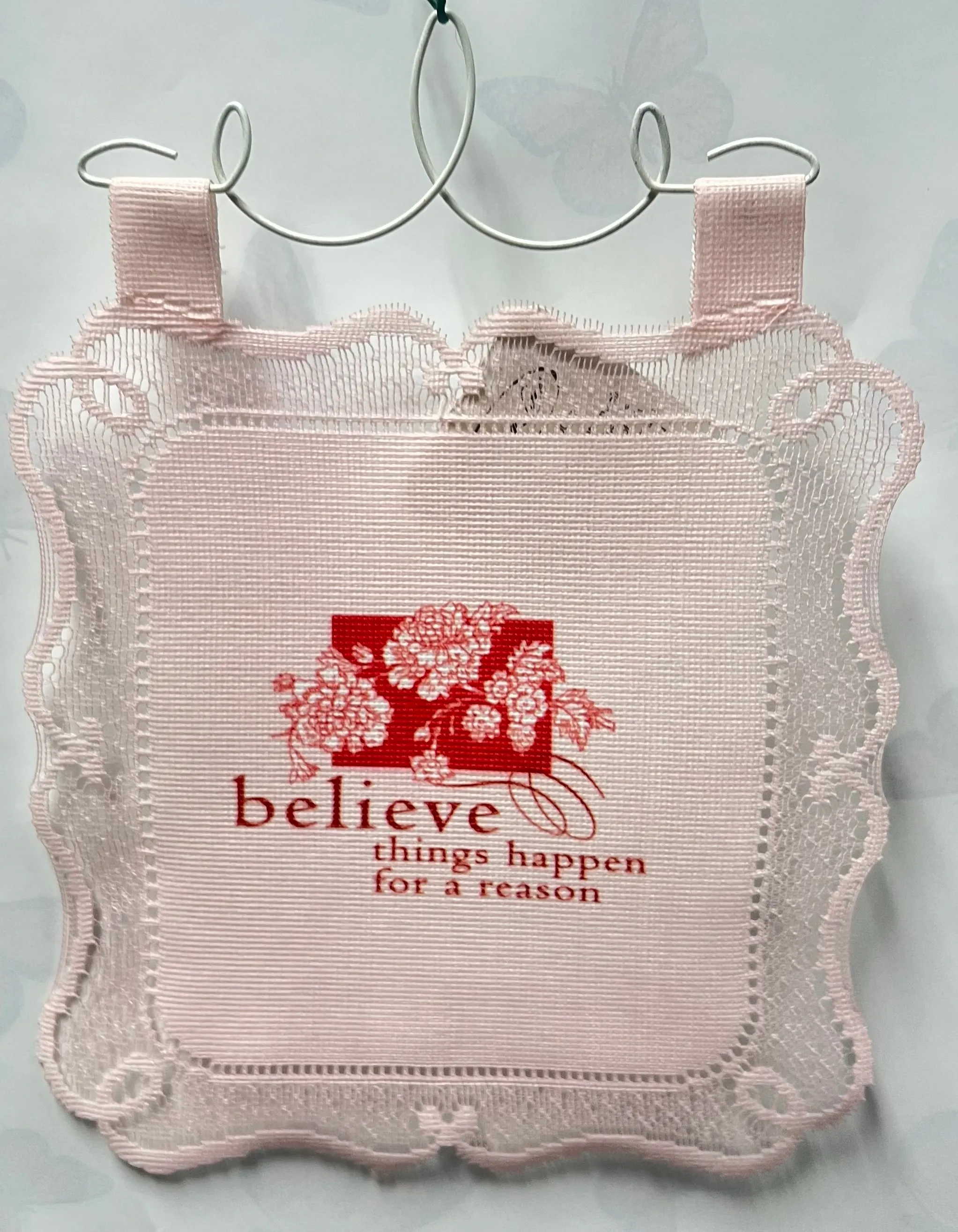 Believe -Small Lace Wall Hanging