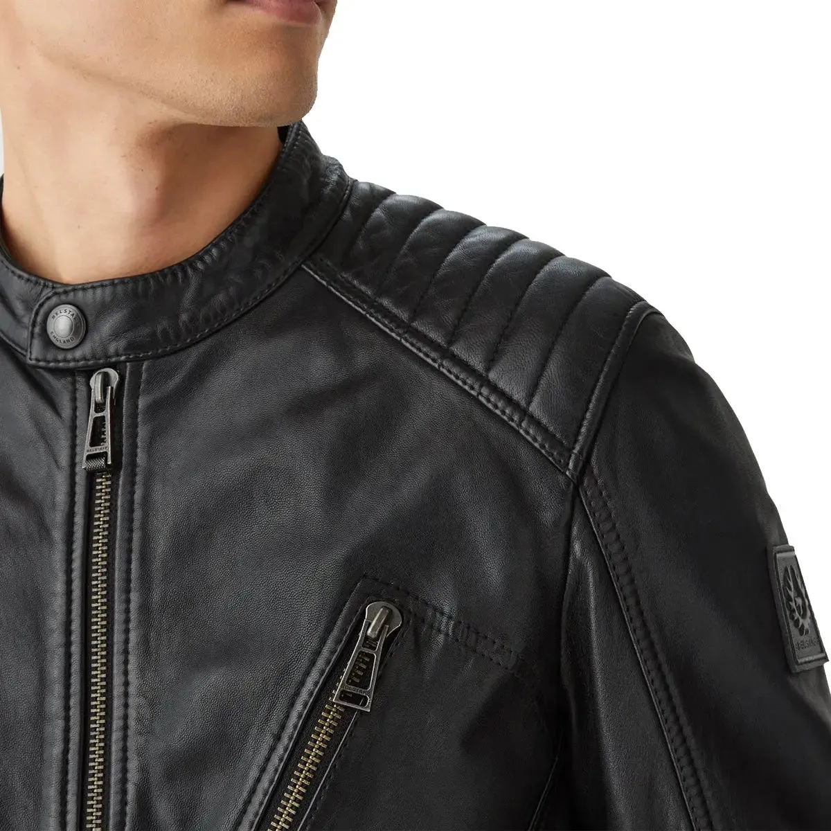 Black ‘V Racer 2.0’ Cheviot Leather Jacket