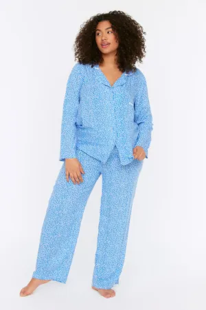 Blue Woven Pajamas Set TBBSS22PT0535