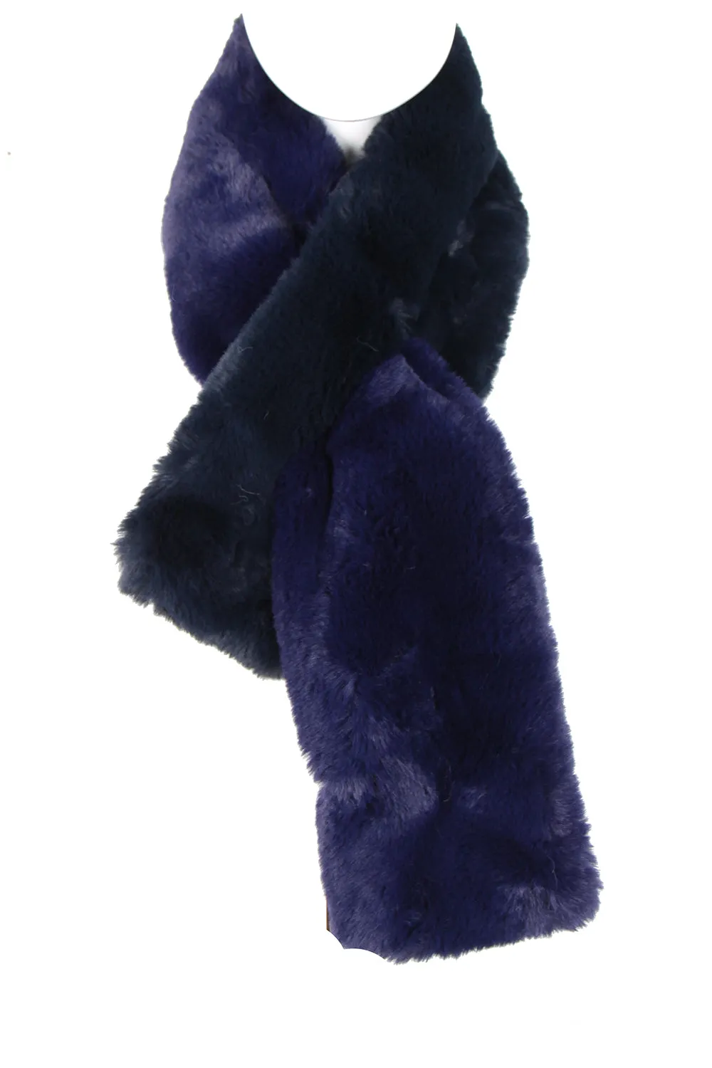 Colour Block Fluffy Faux Fur Pull Through Scarf