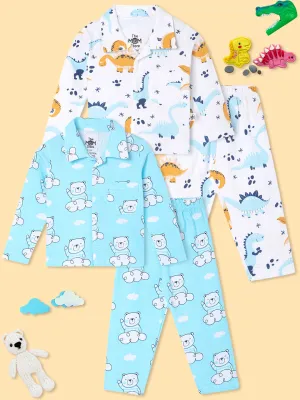 Combo of 2 Baby Pajama Sets - Dino Trip & Hello Bear