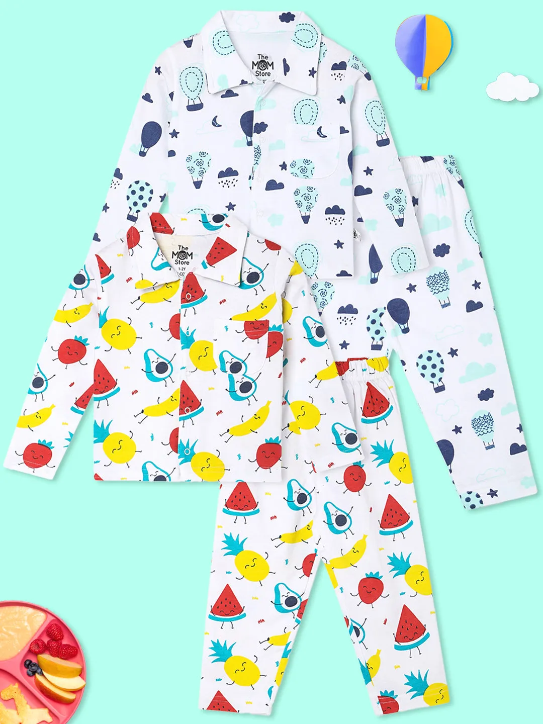 Combo of 2 Baby Pajama Sets - Fruity Cutie & Up in the Air