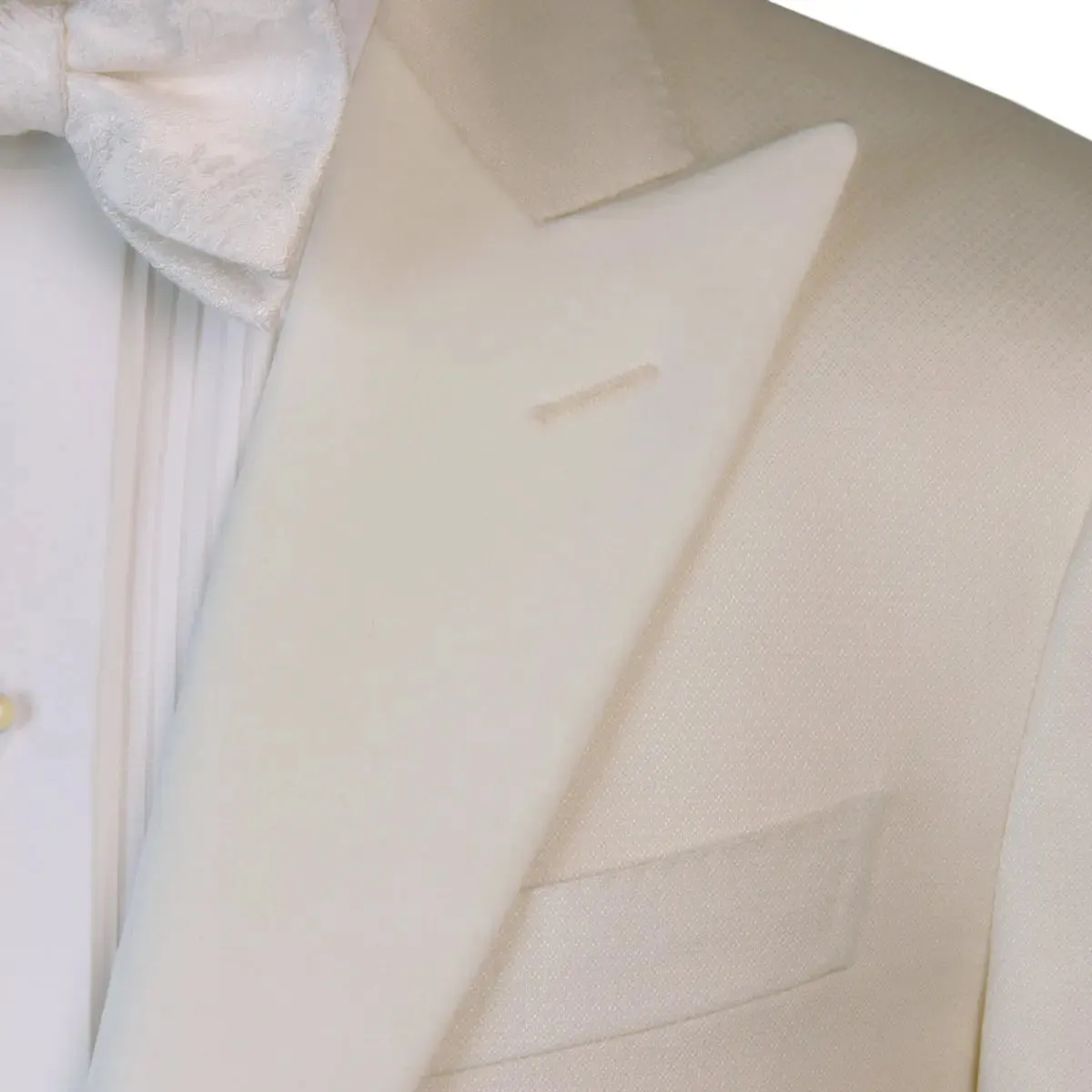 Cream Micro-Pattern Wool & Silk Tuxedo Jacket