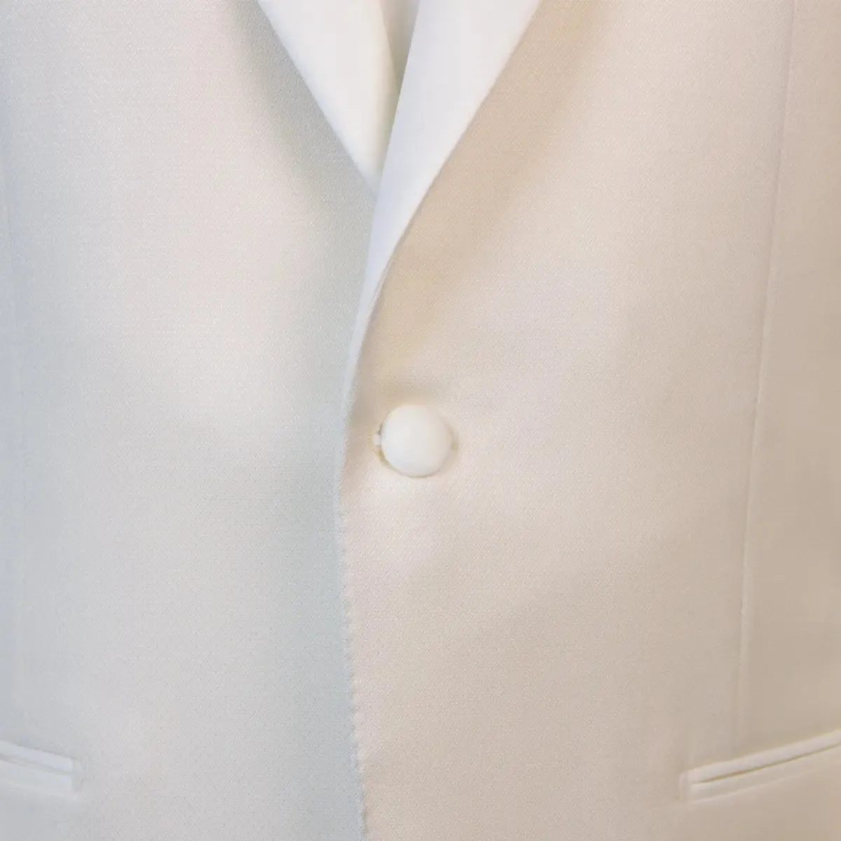 Cream Micro-Pattern Wool & Silk Tuxedo Jacket