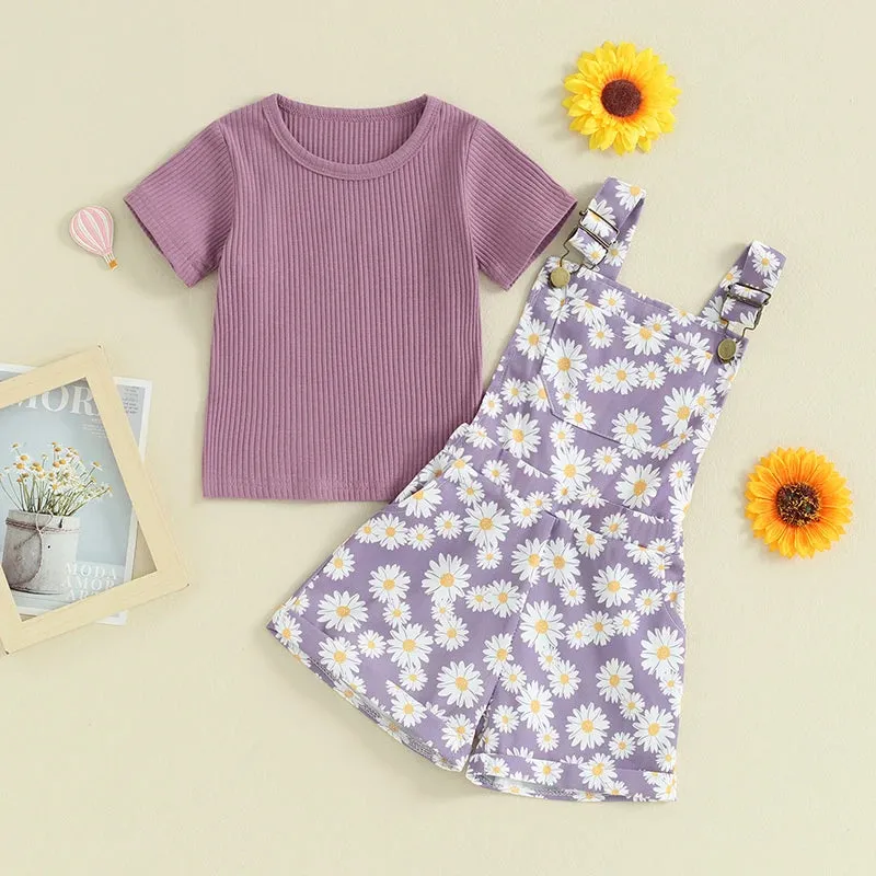 Daisy Dungarees & Ribbed Tee Set