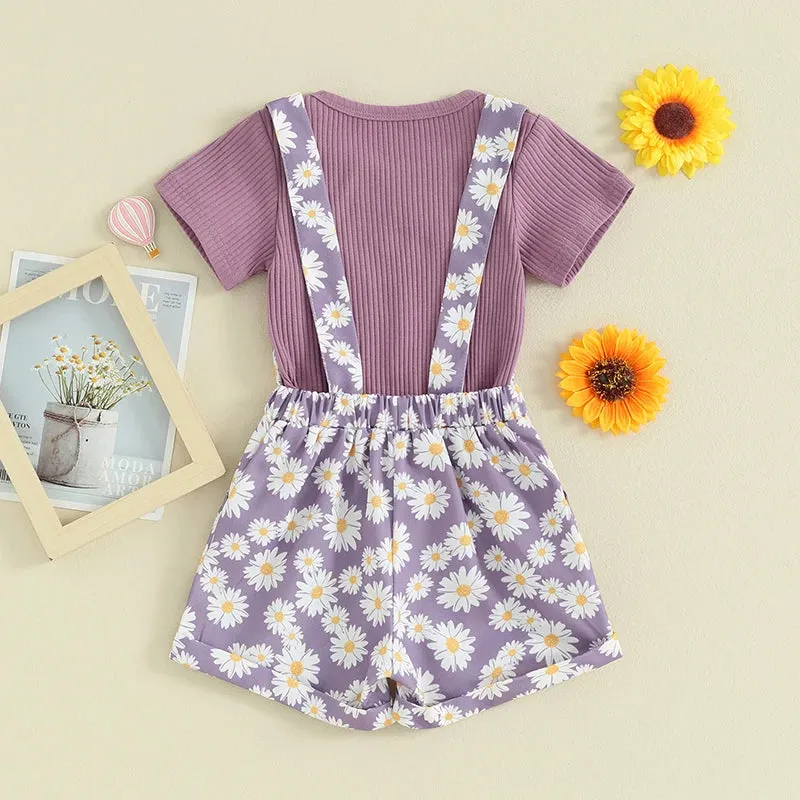 Daisy Dungarees & Ribbed Tee Set