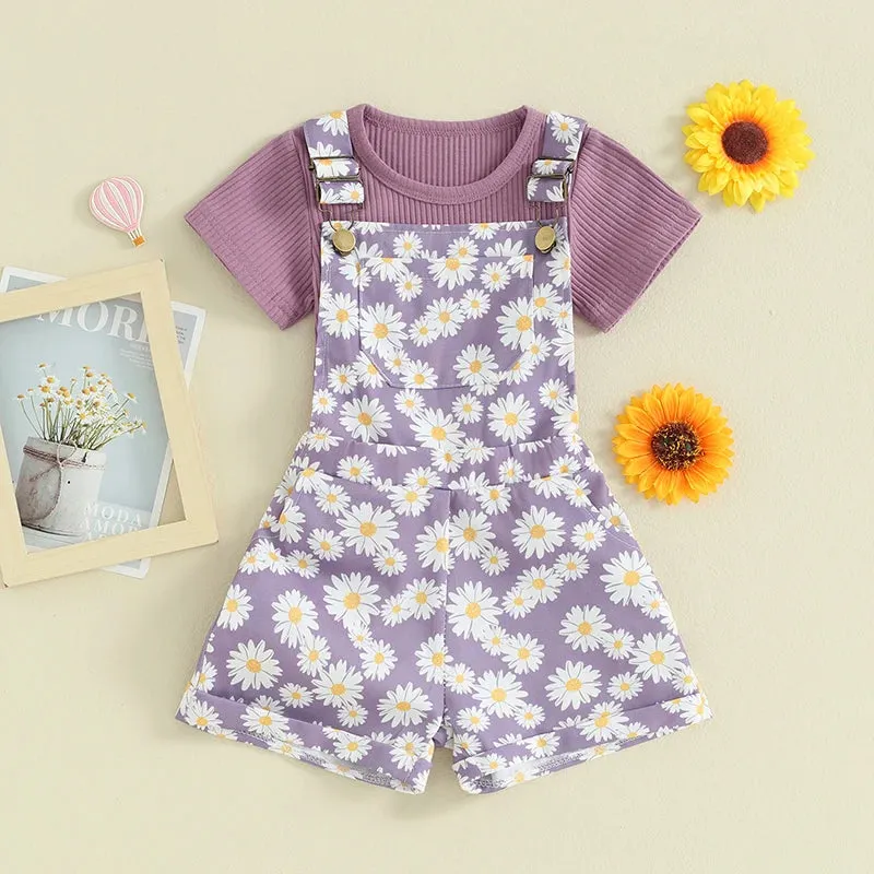 Daisy Dungarees & Ribbed Tee Set