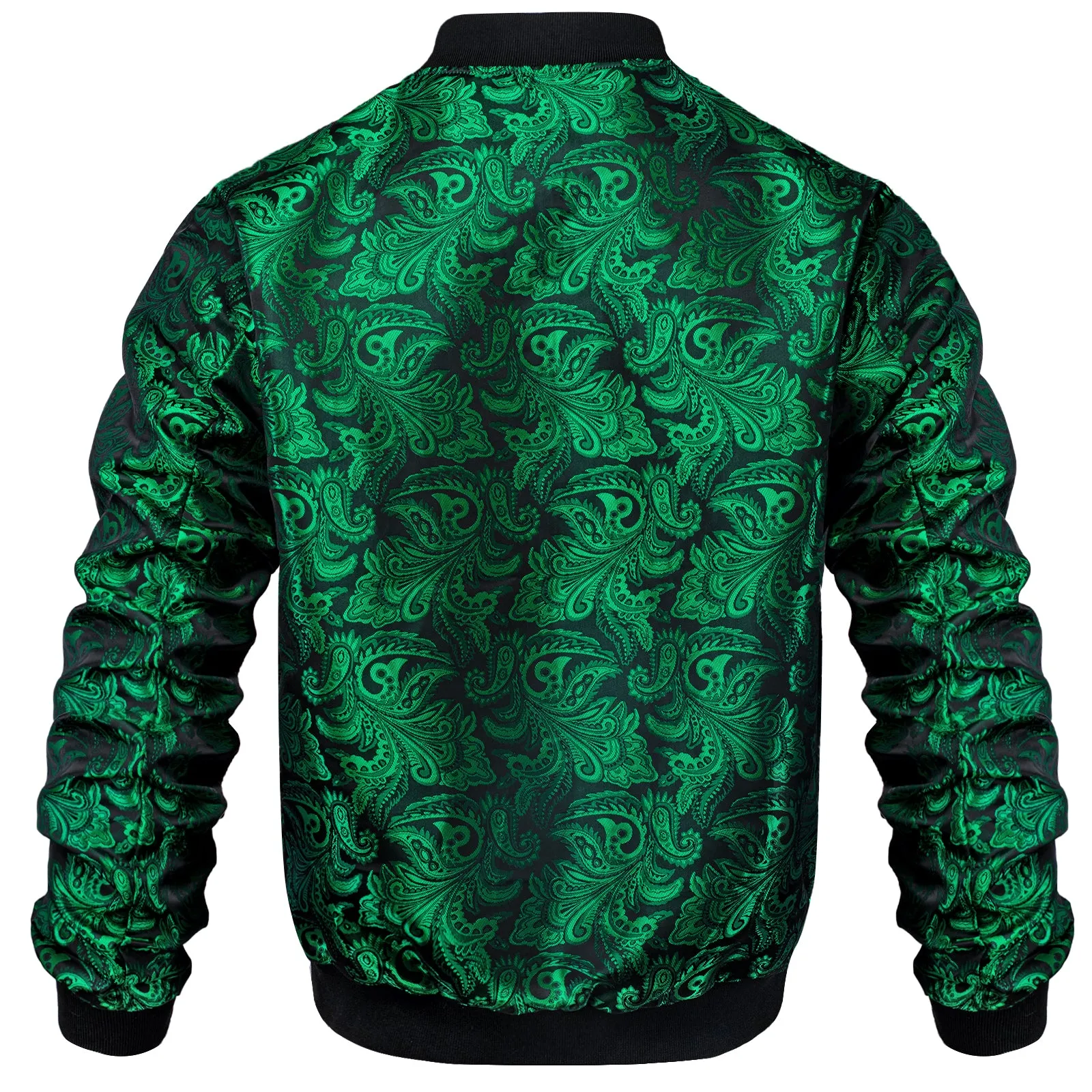 Dark Green Paisley Men's Zipper Thin Jacket