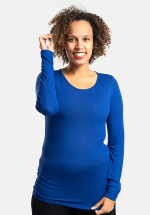 Deep Royal Long Sleeve Round Neck Top