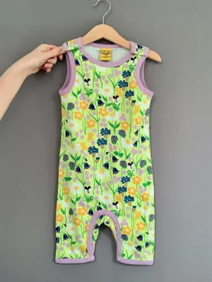 DUNS Shortie Dungarees - Midsummer Flowers Green