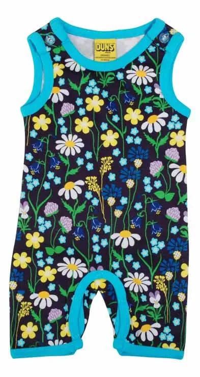 DUNS Shortie Dungarees - Midsummer Flowers Purple