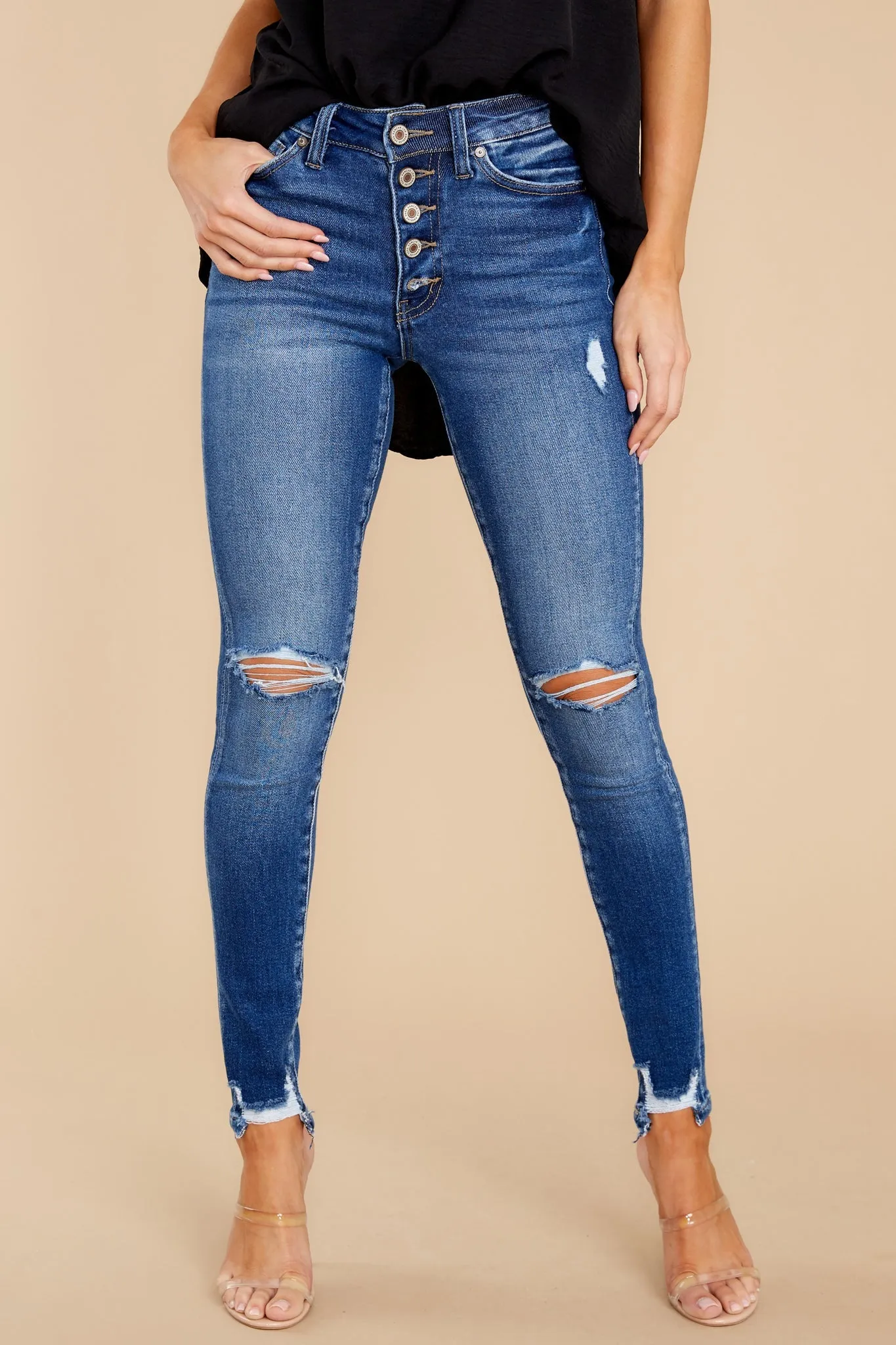 Good To Go Medium Wash Distressed Skinny Jeans