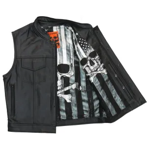 Hot Leathers VSM1054 Men’s Black 'Skull Flag' Conceal and Carry