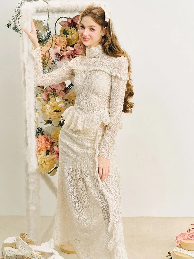 Lace Embroidered Halter French Suit Dresses【s0000005280】