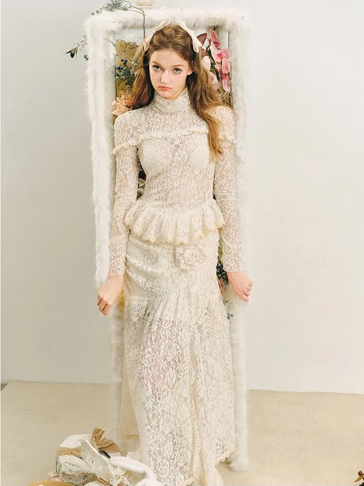 Lace Embroidered Halter French Suit Dresses【s0000005280】