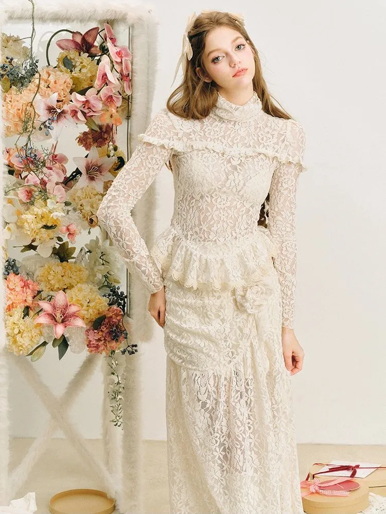 Lace Embroidered Halter French Suit Dresses【s0000005280】