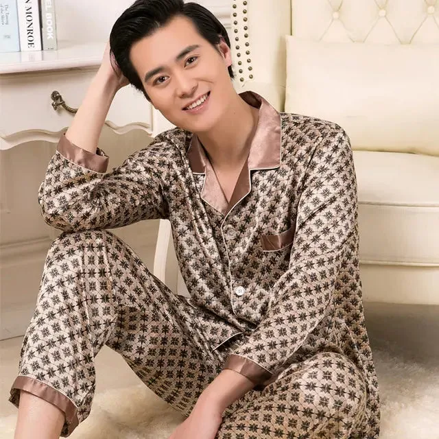 Men's Designer Ice Silk Pajama Set