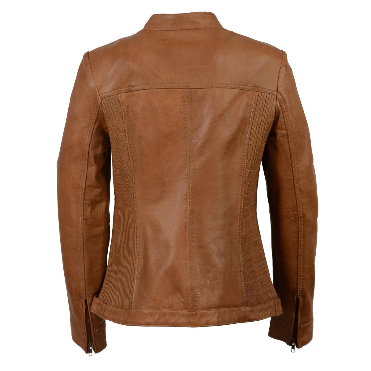 Milwaukee Leather SFL2855 Women's Saddle Zip Front Leather Jacket with Side Stretch Fitting