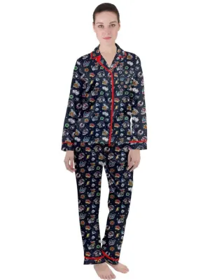 Old School Tattoo Women's Long Sleeve Satin Pyjamas Set