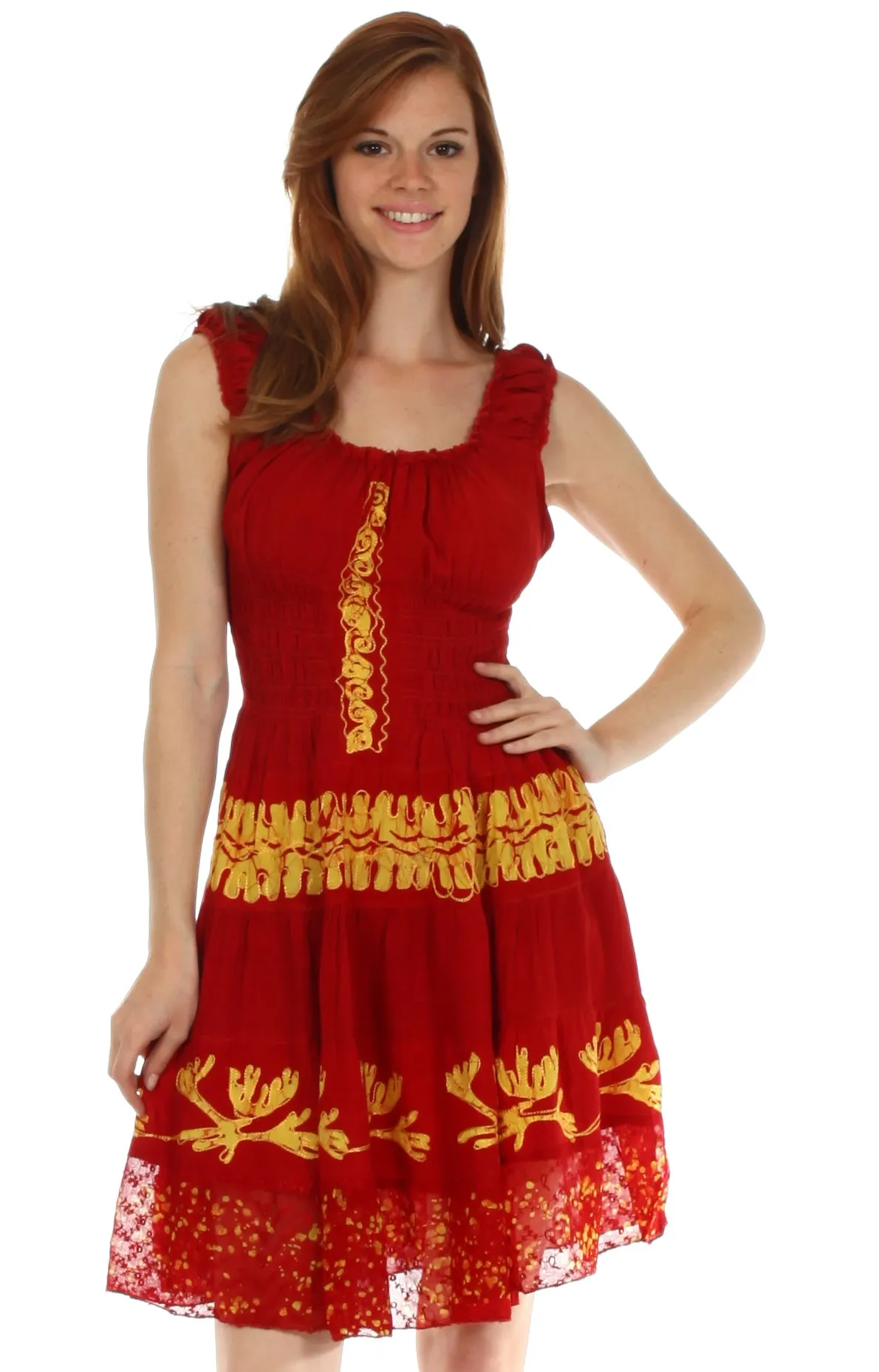 Olivia Gypsy Boho Peasant Batik Dress