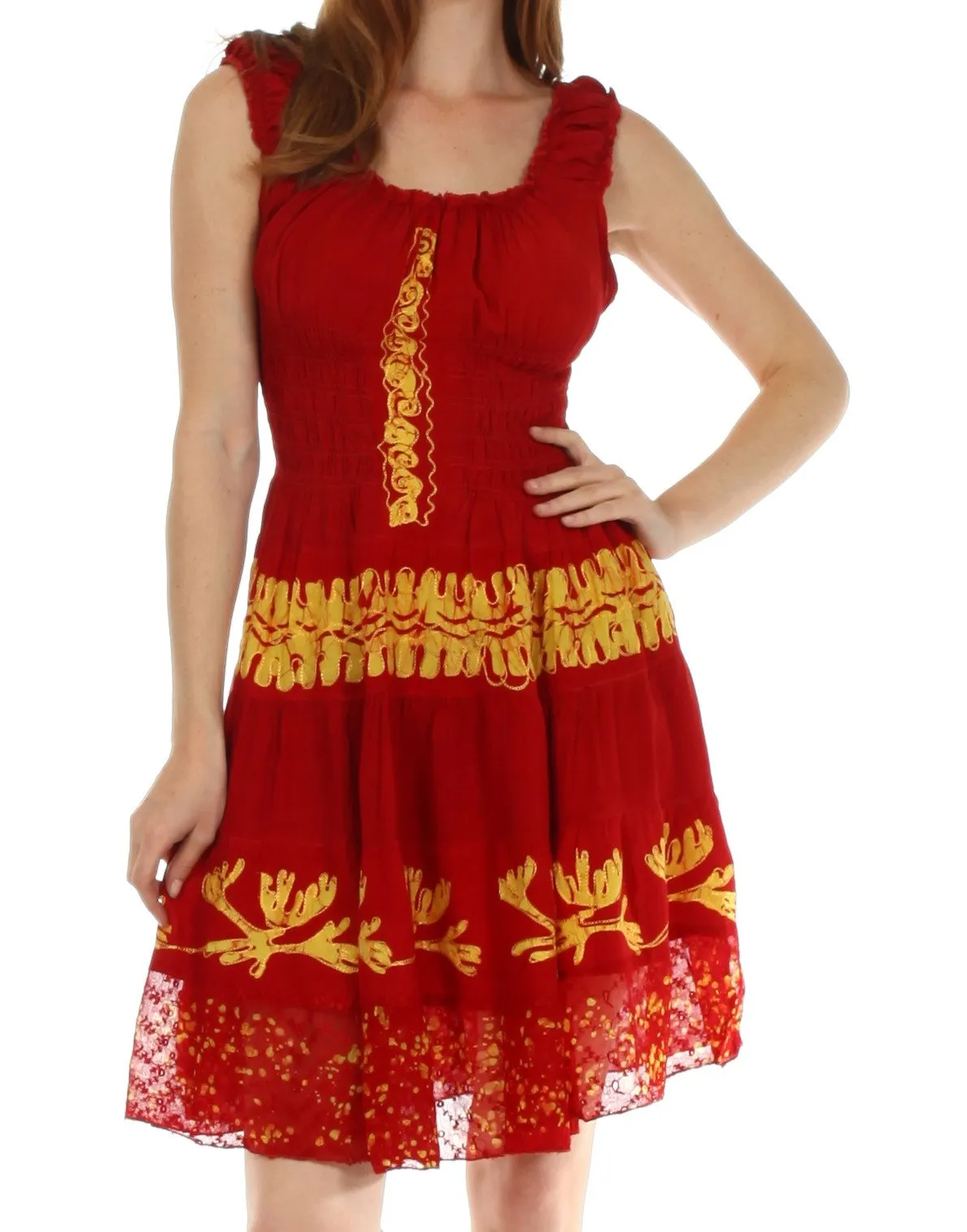 Olivia Gypsy Boho Peasant Batik Dress