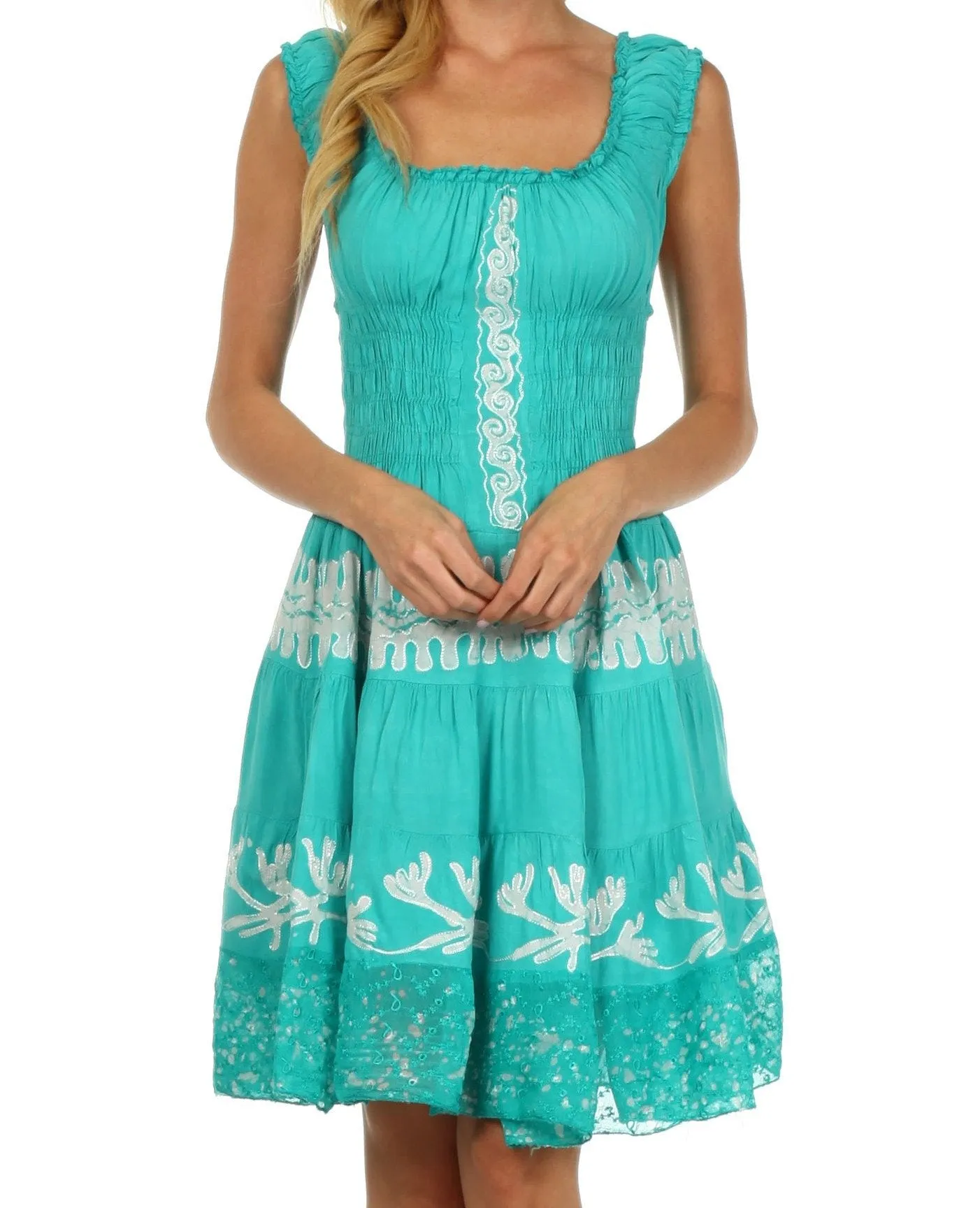 Olivia Gypsy Boho Peasant Batik Dress