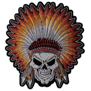 PL4666 Indian Headdress Skull Embroidered Iron on Patch