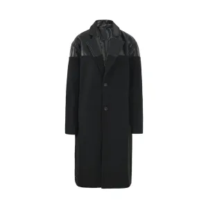 Pre Order:  Vegan Leather Spliced Woolen Coat