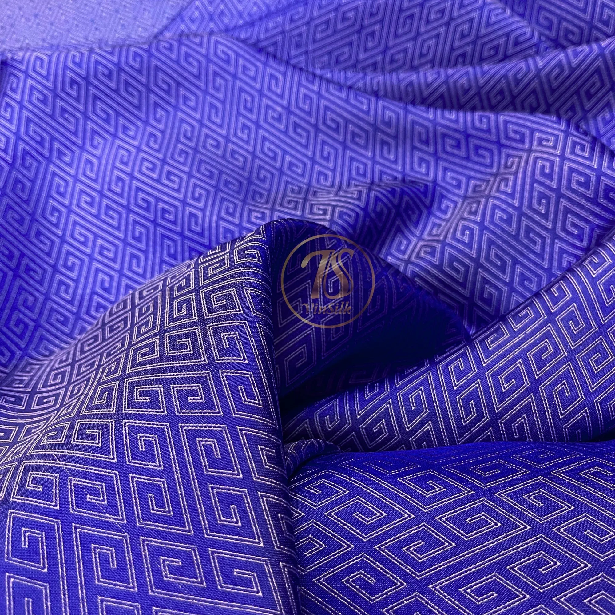 PURE MULBERRY SILK fabric by the yard - Blue pattern silk - Handmade fabric – Sewing clothes – Silk for sewing - Gift for men