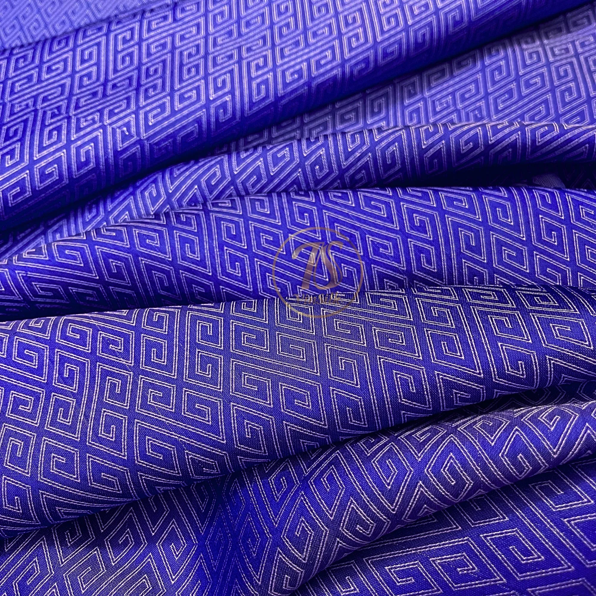 PURE MULBERRY SILK fabric by the yard - Blue pattern silk - Handmade fabric – Sewing clothes – Silk for sewing - Gift for men