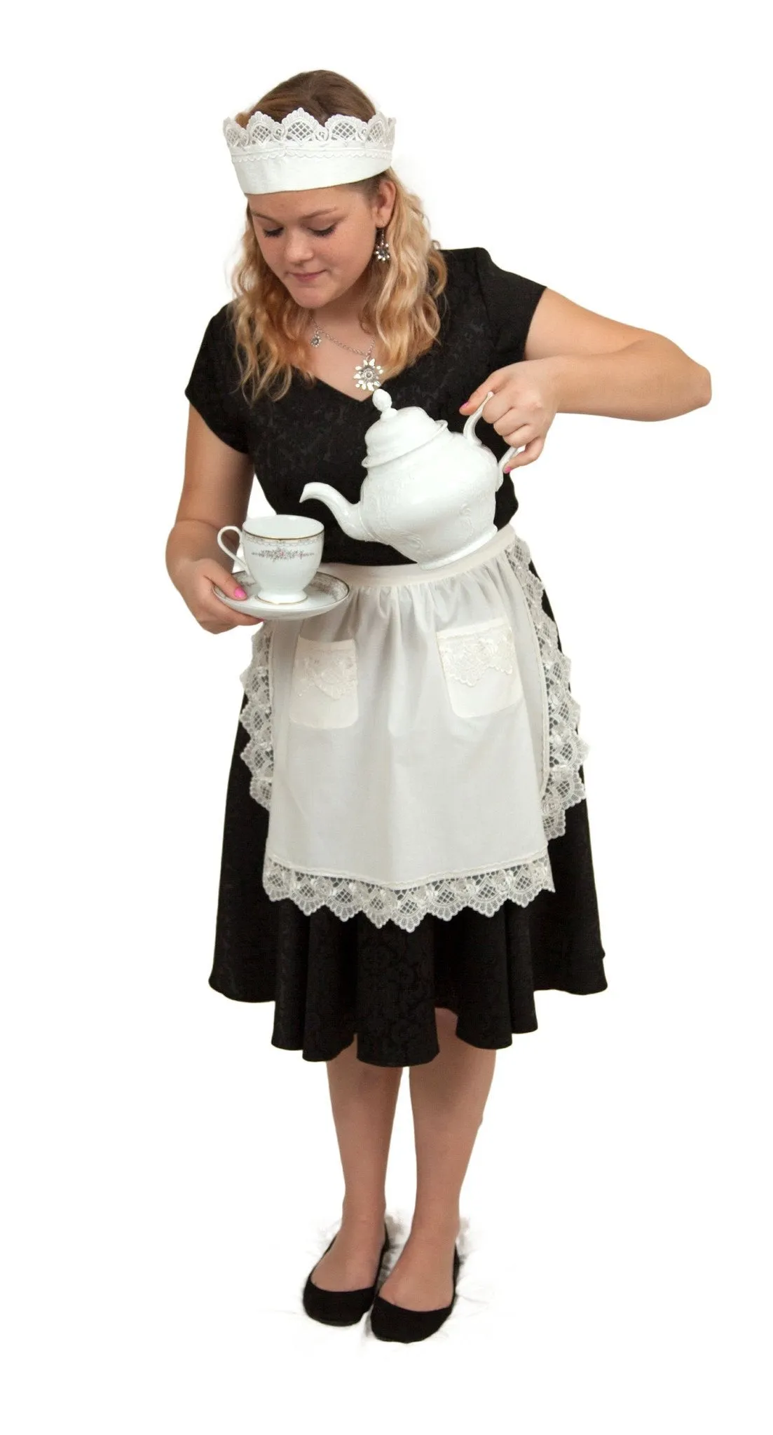 "Maid Costume" White Lace Headband and Small Lace Apron Costume Set