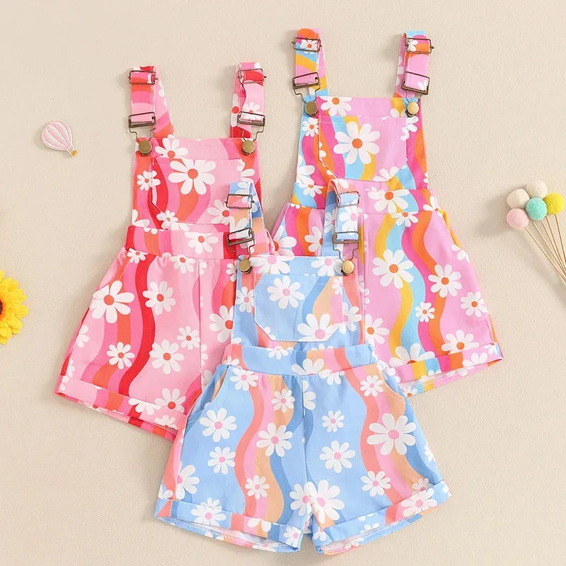 Rainbow Daisy Print Dungarees