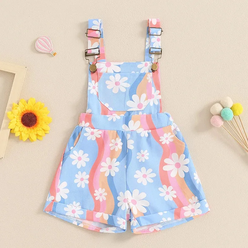 Rainbow Daisy Print Dungarees