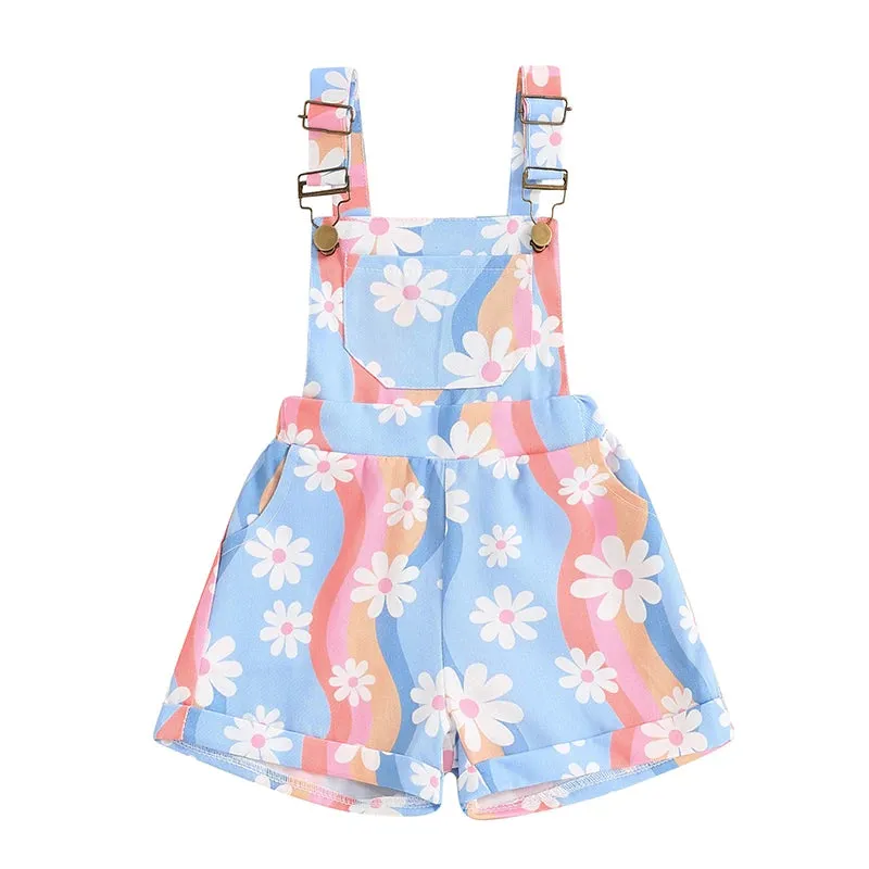 Rainbow Daisy Print Dungarees