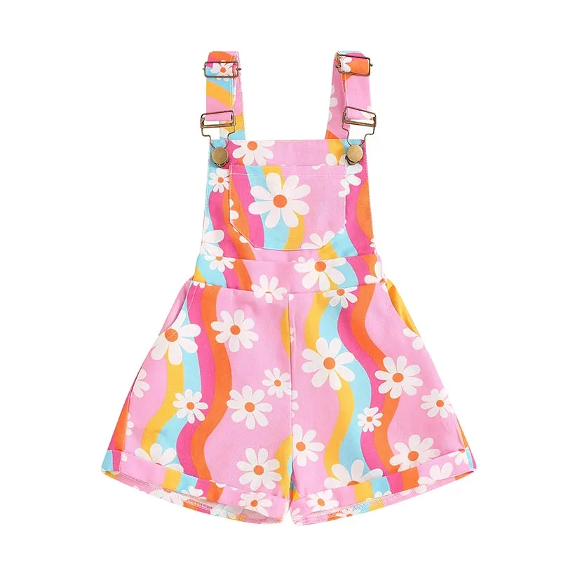 Rainbow Daisy Print Dungarees