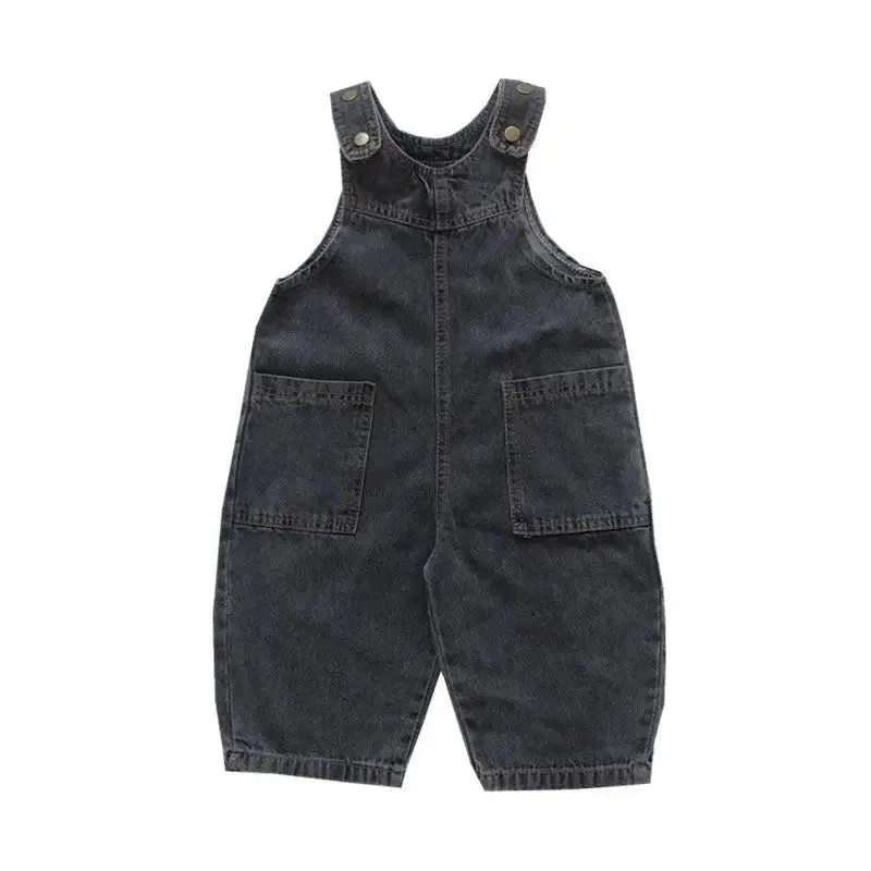 Retro Grey Denim Dungarees