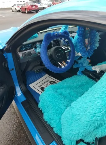 Royal Blue fluffy Monster car steering wheel cover