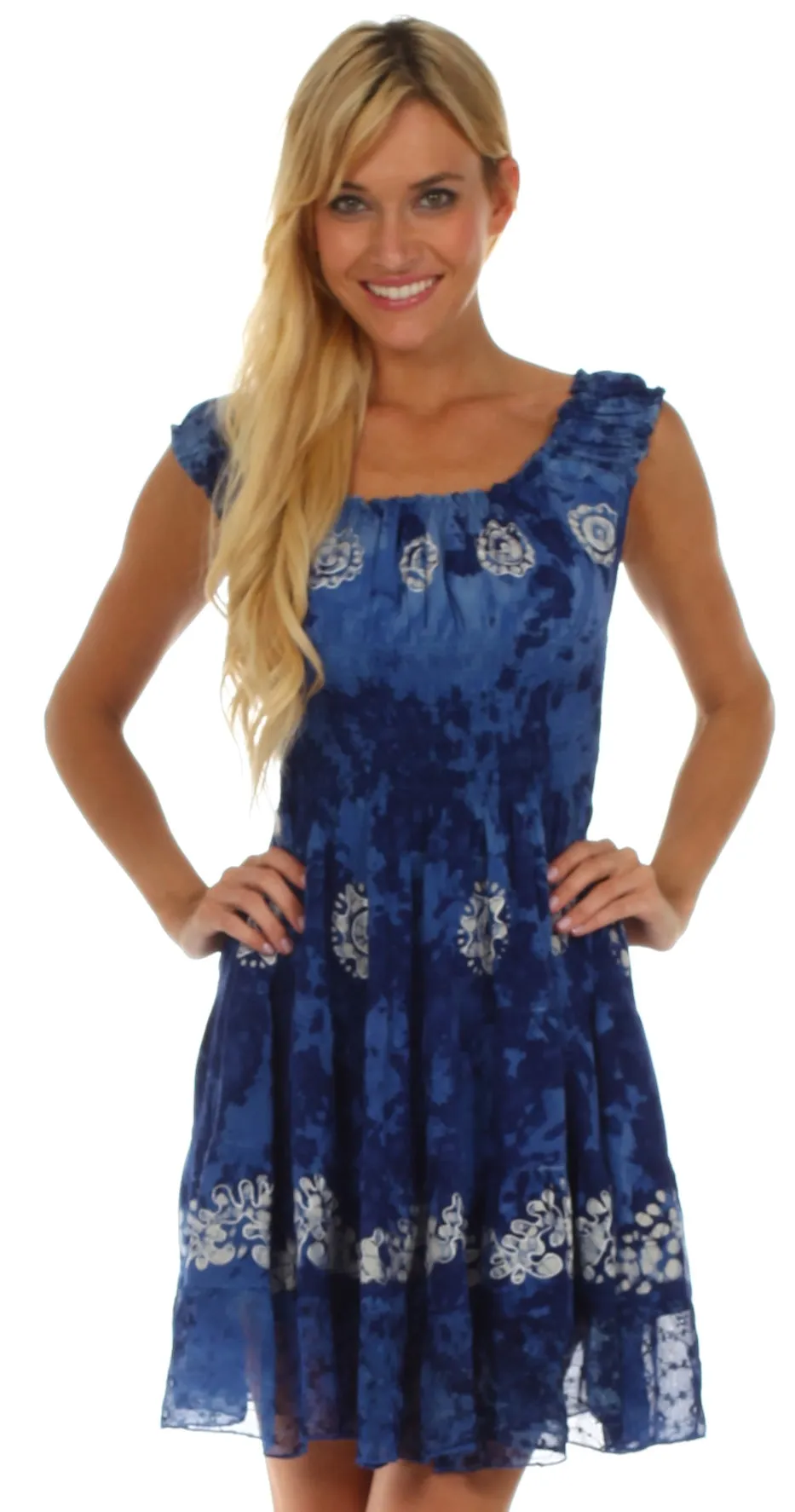 Sakkas Azura Gypsy Boho Peasant Batik Dress