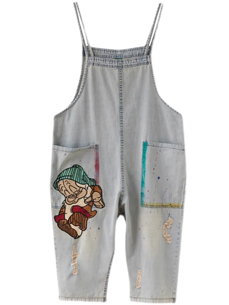 Women's Relaxed Fit Large size  Patch Dungaree