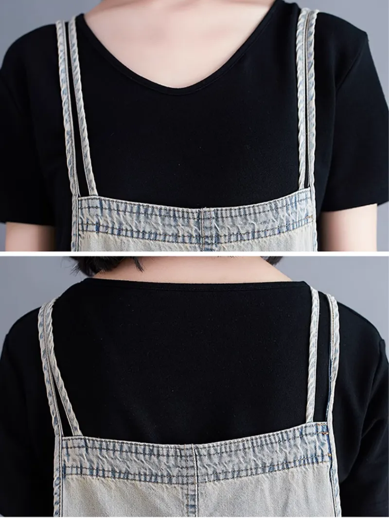 Women's Relaxed Fit Large size  Patch Dungaree