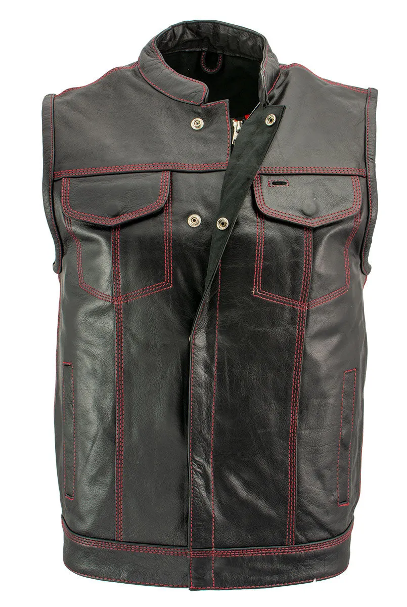 Xelement XS3449 Men's 'Paisley' Black Leather Motorcycle Biker Rider